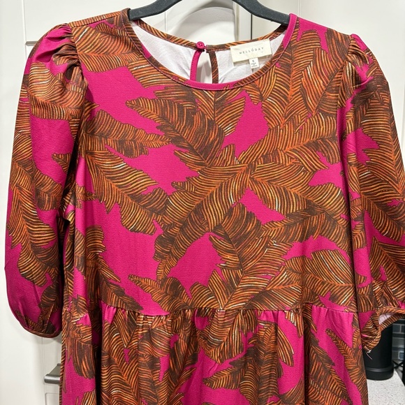 ✨3/$20 Mello Day leaf print dress - Picture 2 of 6